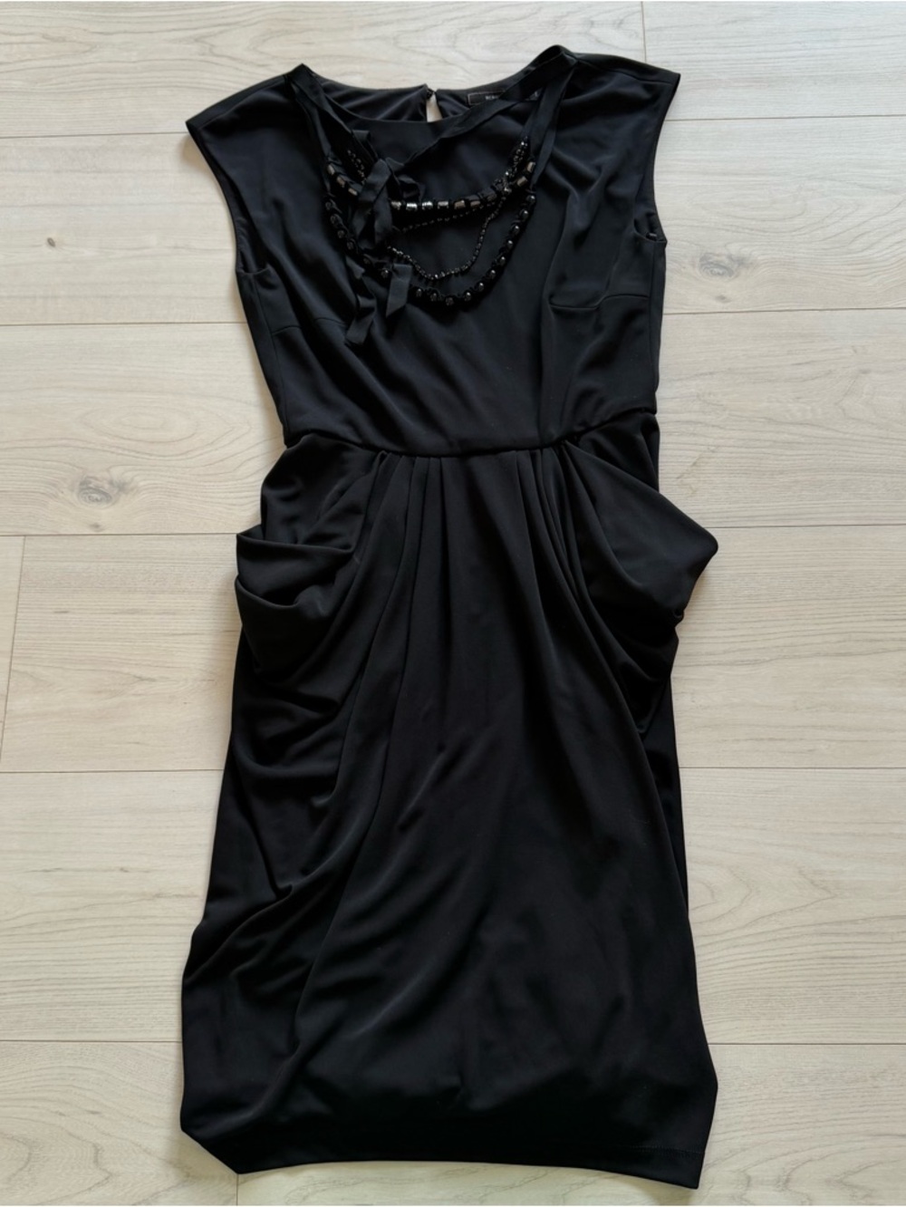 BCBGMaxAzria Black Sleeveless Draped Cocktail Dress